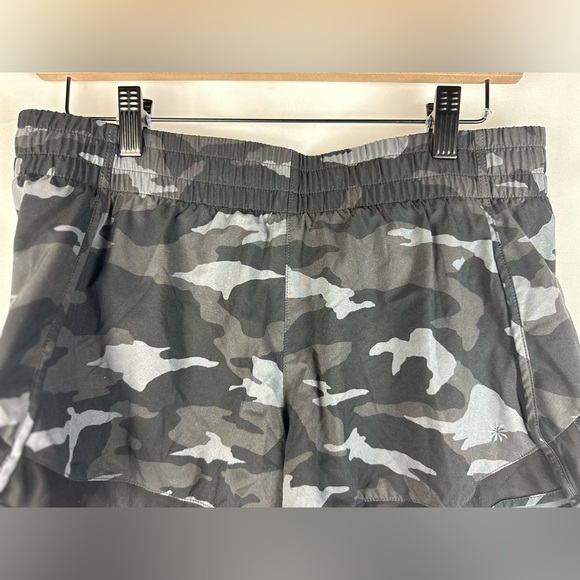 Athleta Mesh Run Racer 4" athletic shorts. Women's size medium. Black camo. - Picture 3 of 6